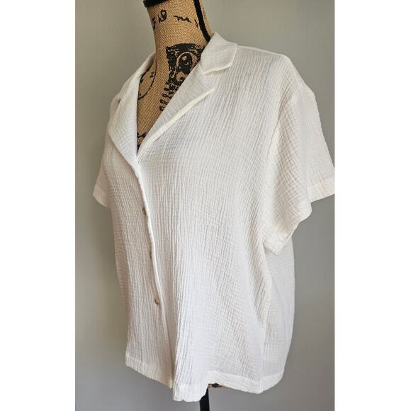 Altar'd State 100% Cotton White Button Down Blouse, Womens Sz L NEW - Picture 10 of 10